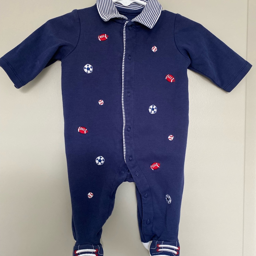 Navy Blue Kids One Piece with Sports Embroidery